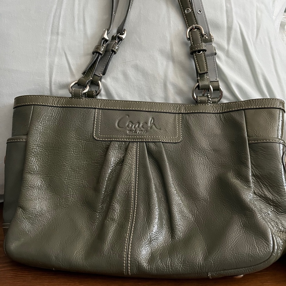 Coach Gray Shoulder Bag with Signature Style
